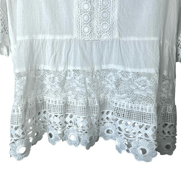 Indigo Thread Co. Mixed Media Angel Sleeve V-Neck Tunic Swim Cover-Up Sz L - Picture 5 of 7